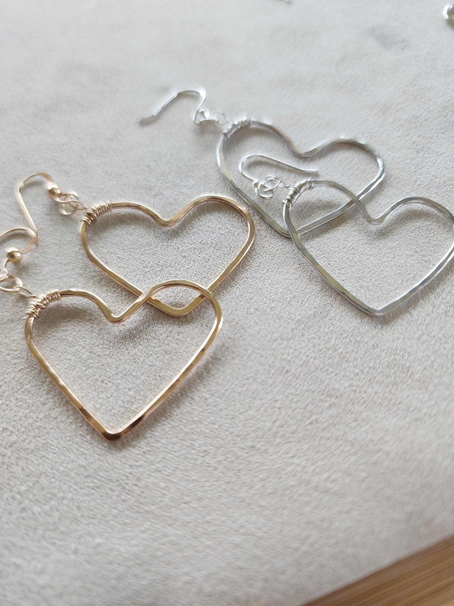 Mini Hand-Forged Hammered Heart Earrings