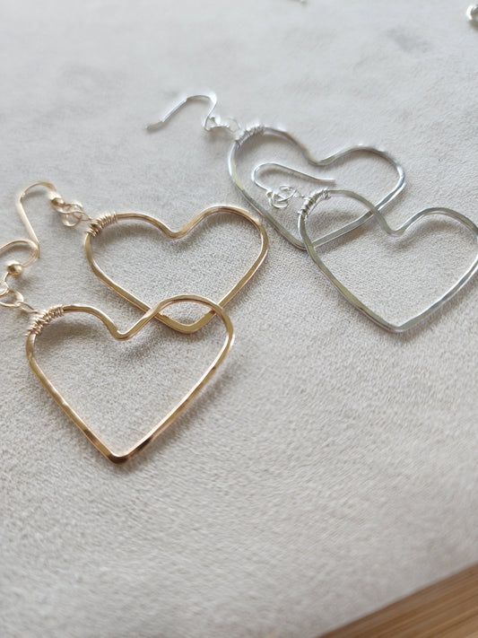 Mini Hand-Forged Hammered Heart Earrings