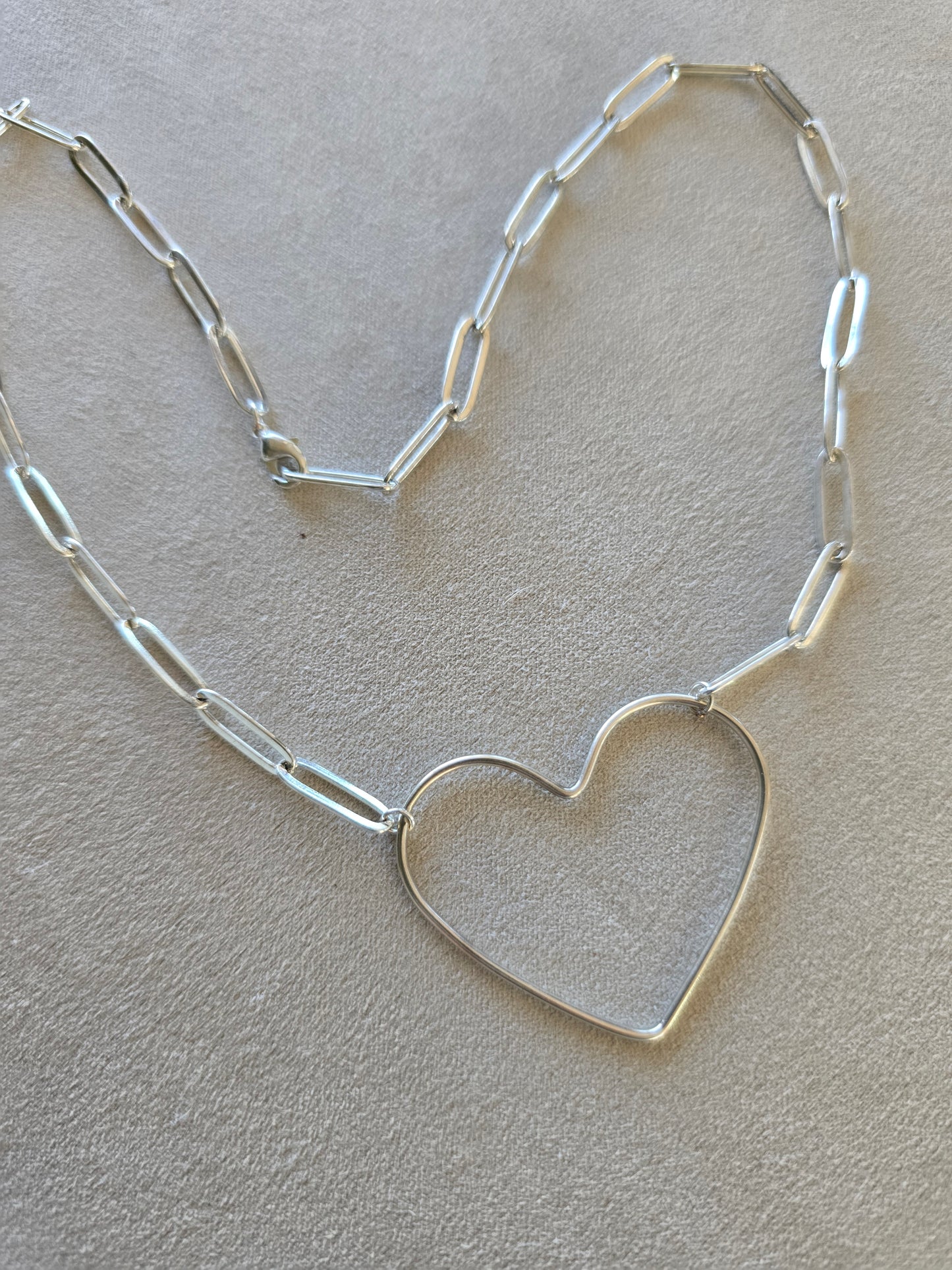 Chunky Silver Heart Necklace