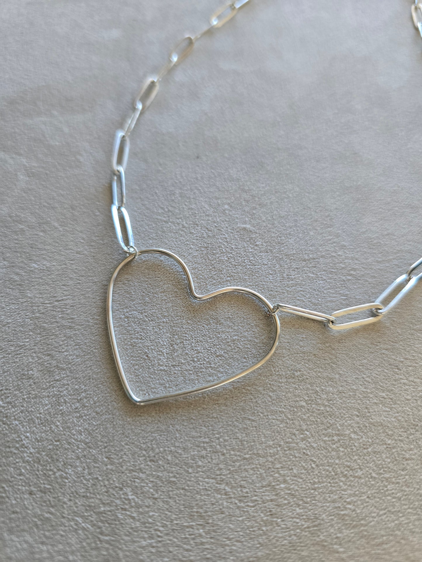 Chunky Silver Heart Necklace
