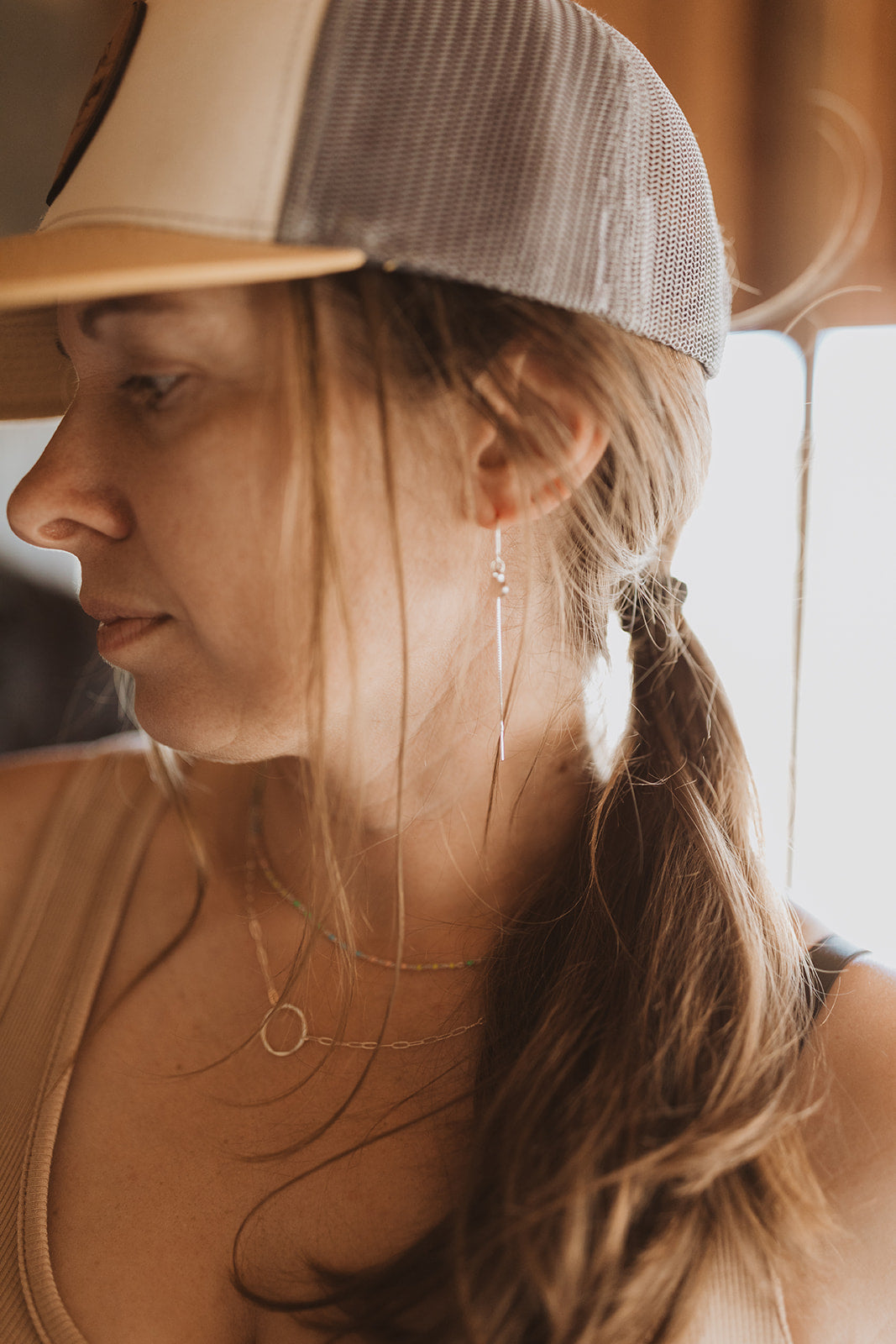 Classic Hammered Hoop Paperclip Necklace