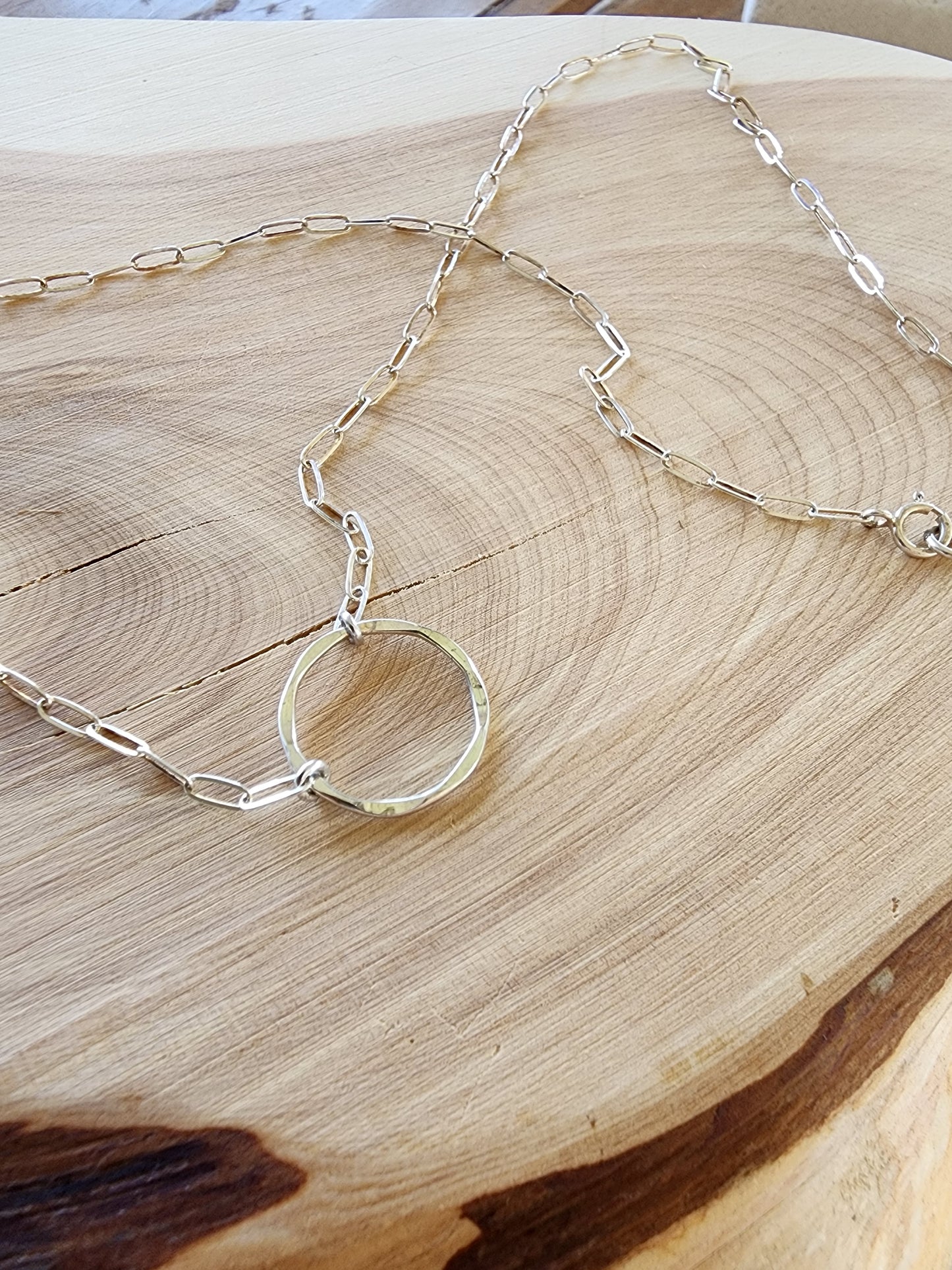 Classic Hammered Hoop Paperclip Necklace
