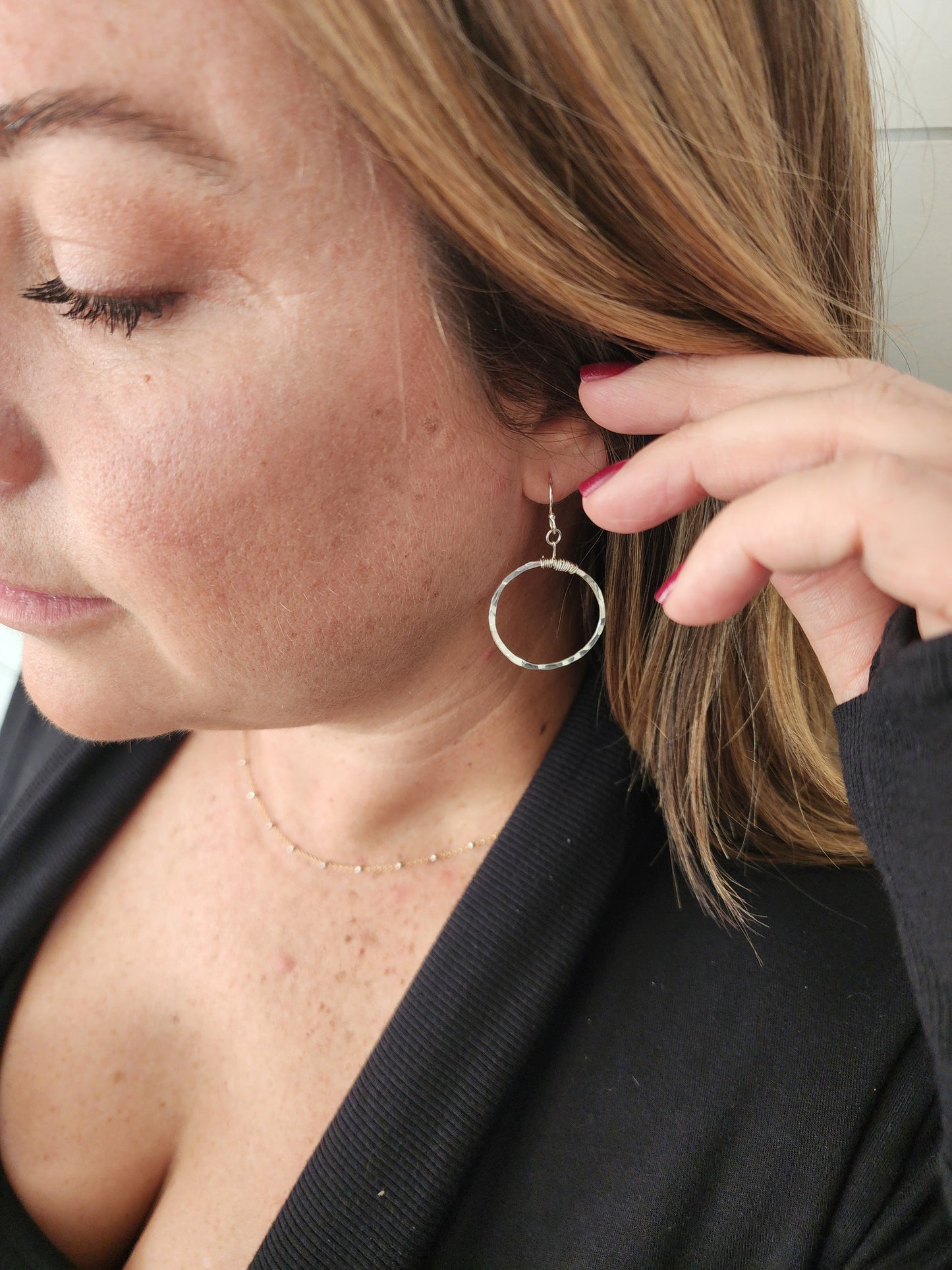 Hand-Forged Hammered Silver Hoop Earrings