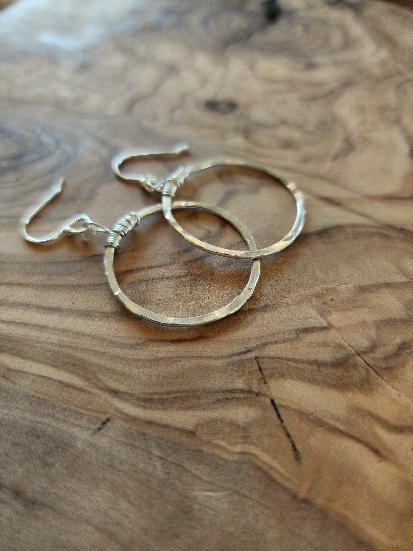 Hand-Forged Hammered Silver Hoop Earrings