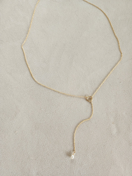 Mini Pearl Lariat Necklace