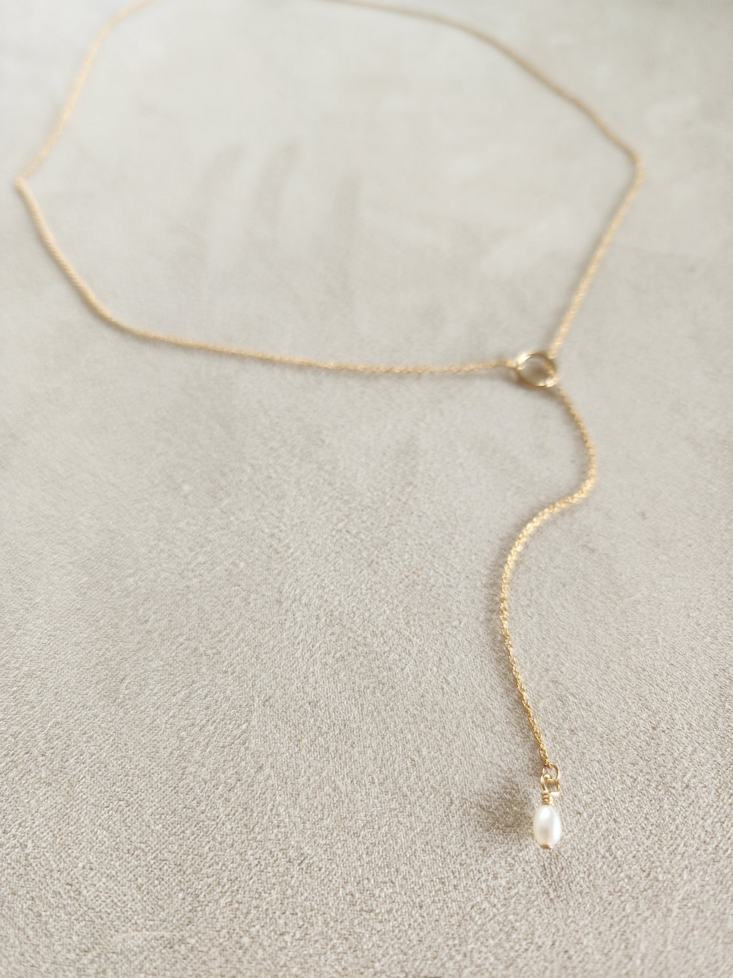 Mini Pearl Lariat Necklace