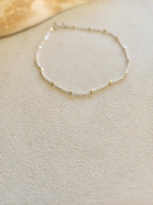Silver Mixed Metal Satellite Bracelet