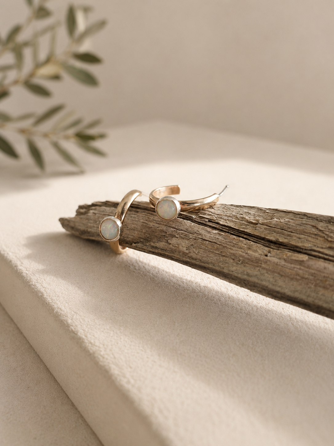 Opal Hoop Earrings