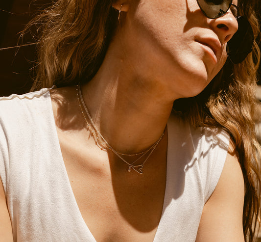 Hammered Sideways Silver Heart Necklace