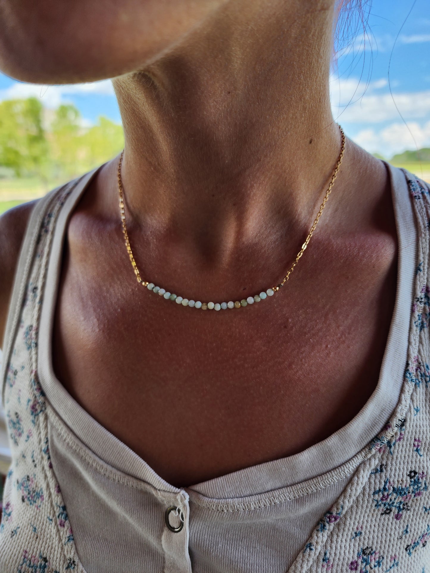Mini Amazonite Gold Necklace
