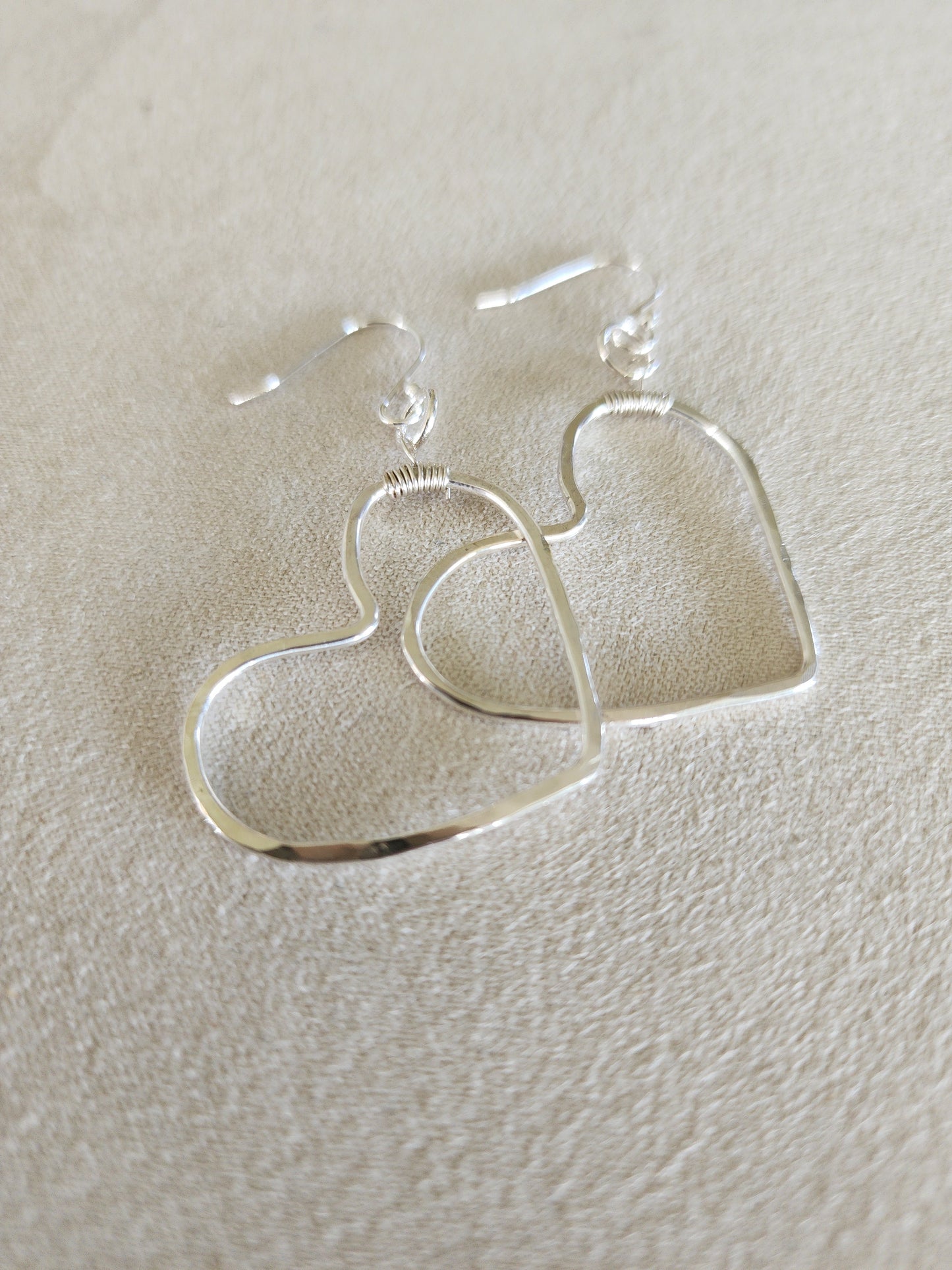Mini Hand-Forged Hammered Heart Earrings