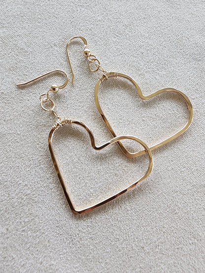 Mini Hand-Forged Hammered Heart Earrings