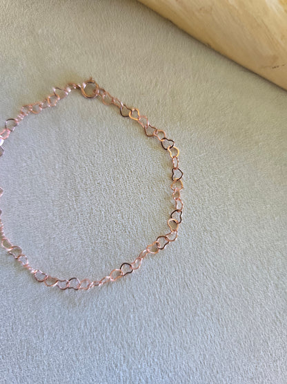 Rose Gold Heart Link Bracelet