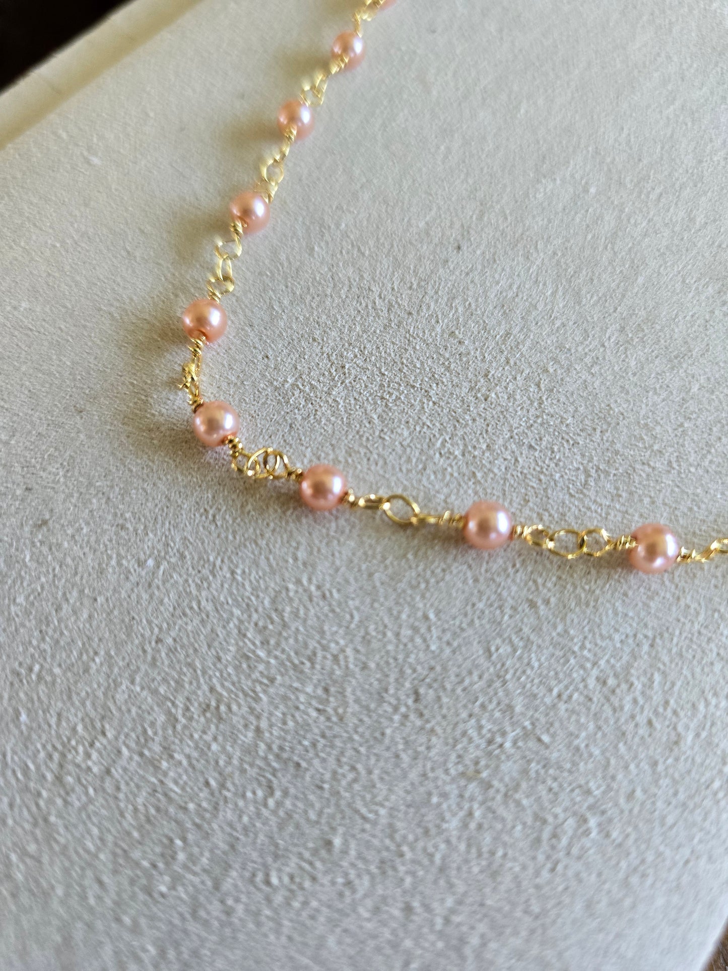 Pink Champagne Pearl Link Necklace