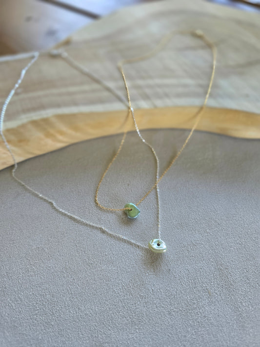 Green Petal Pearl Necklace