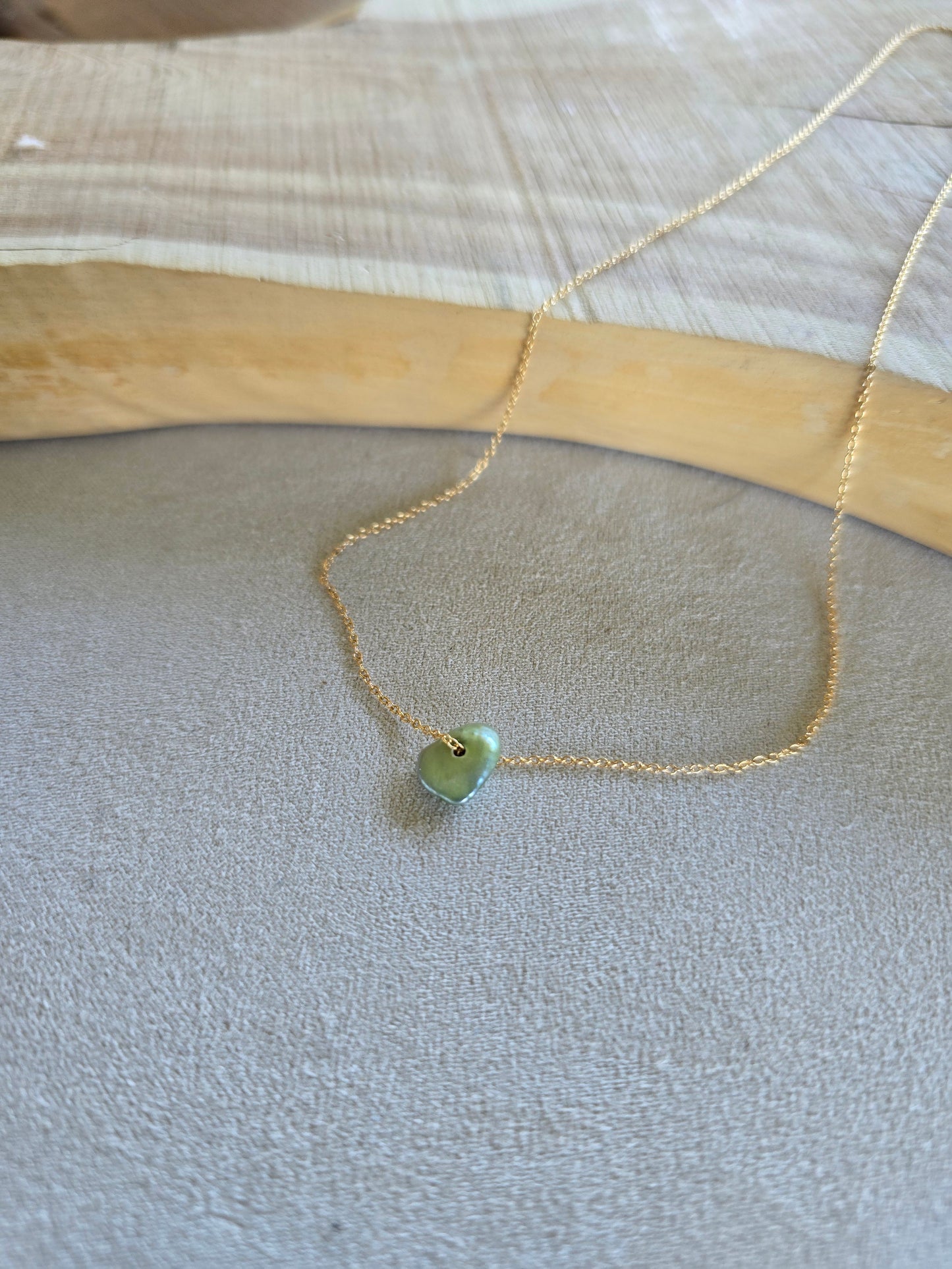 Green Petal Pearl Necklace