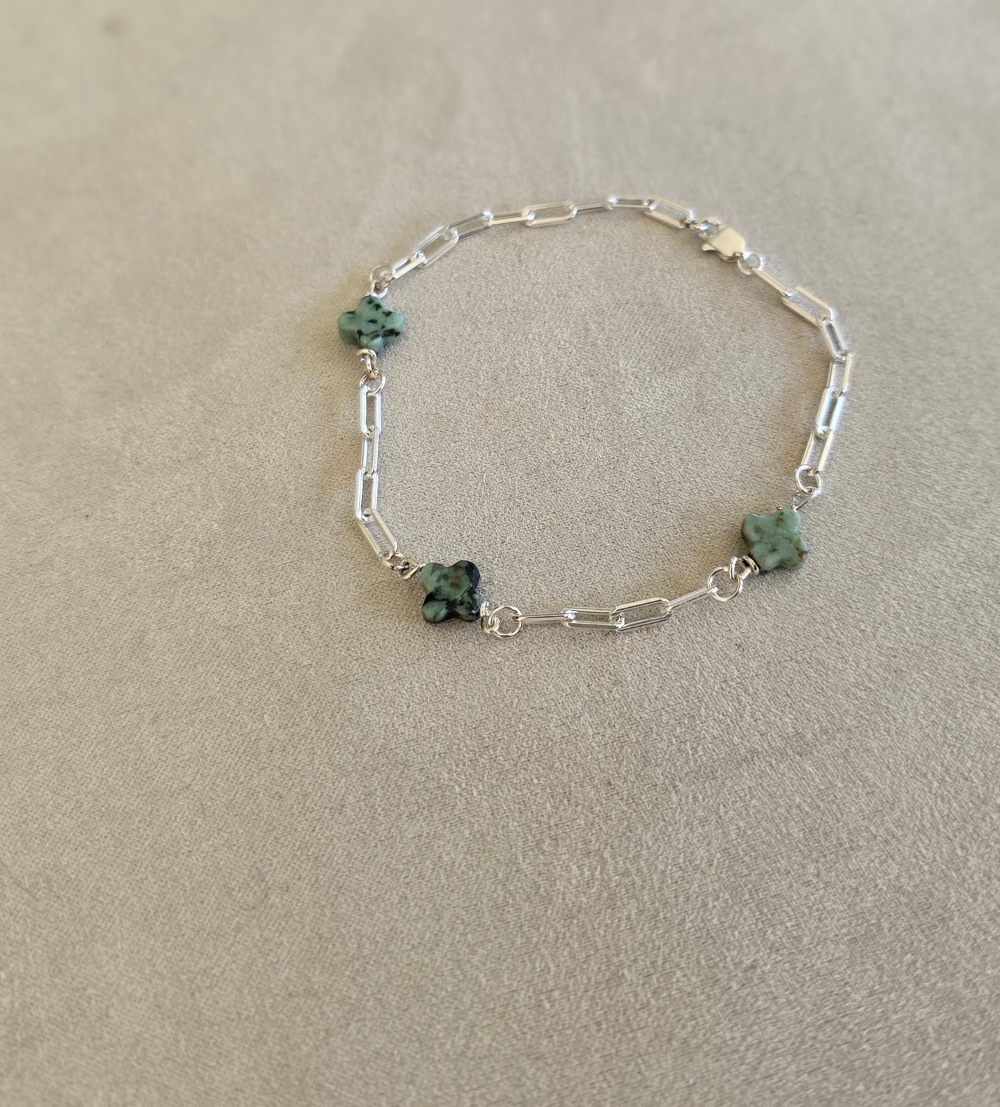 Turquoise Band of Clover Bracelet