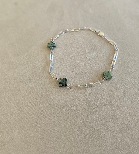 Turquoise Band of Clover Bracelet