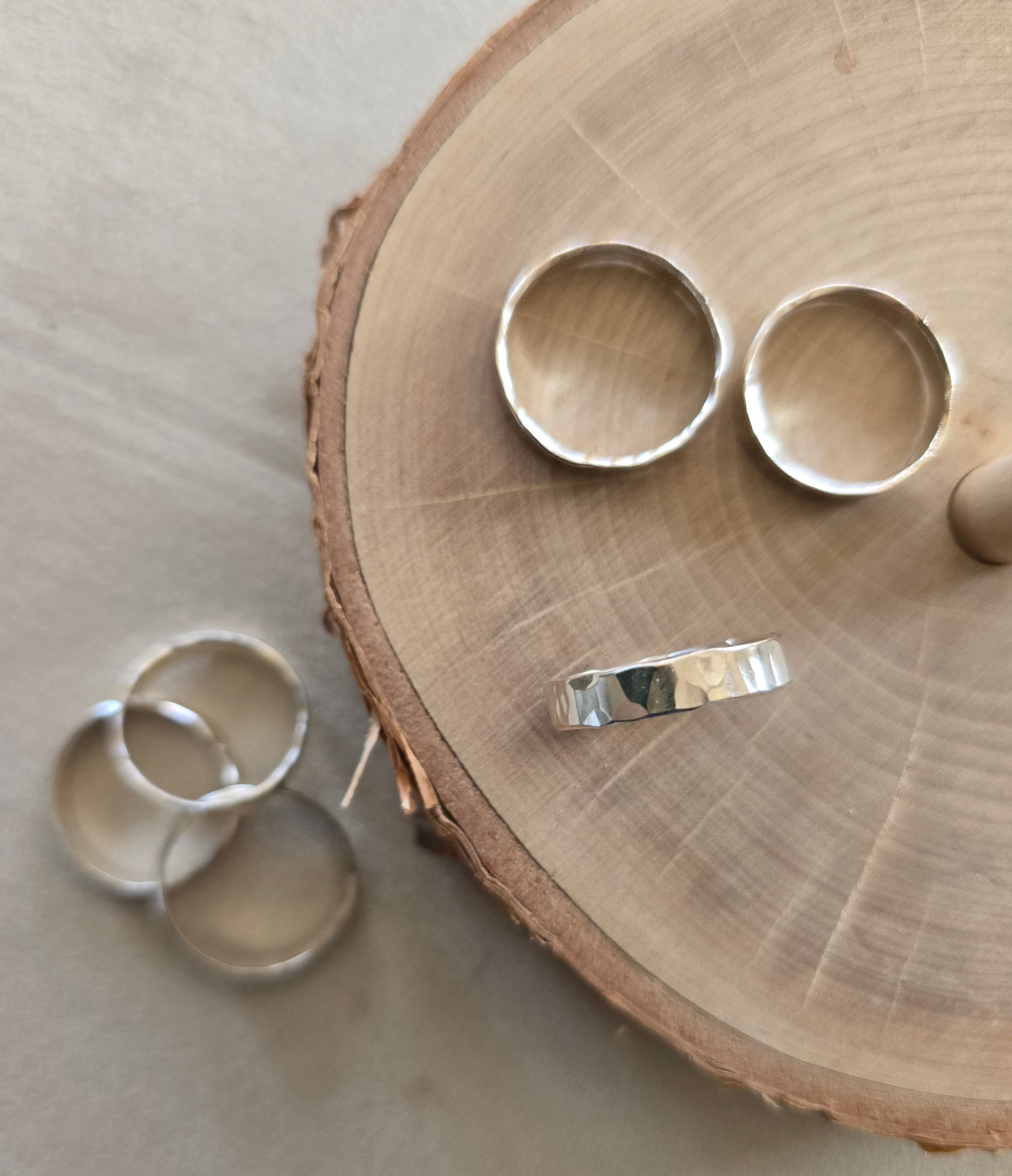 we took our beloved hand hammered band and made it... Silver Hand-Hammered Band – Honey and Gold Jewelry
