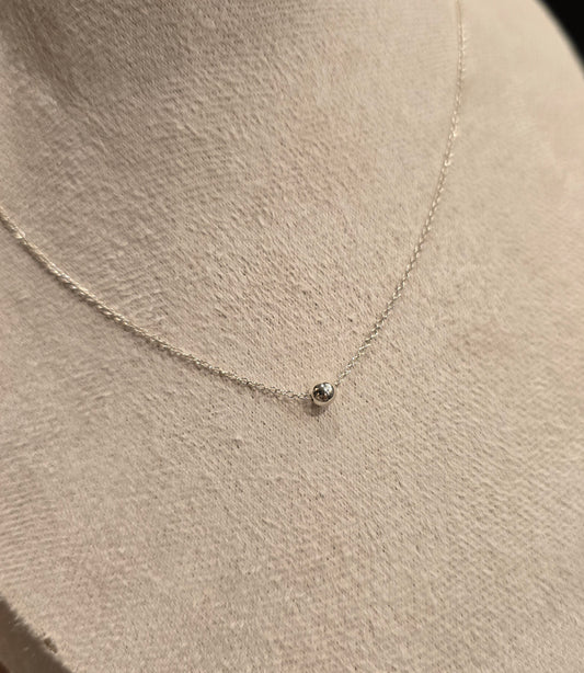 Single Silver Ball Necklace