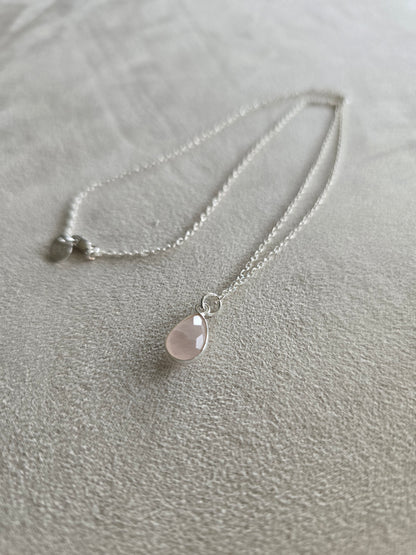 Silver Rose Quartz Necklace