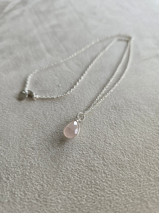 Silver Rose Quartz Necklace