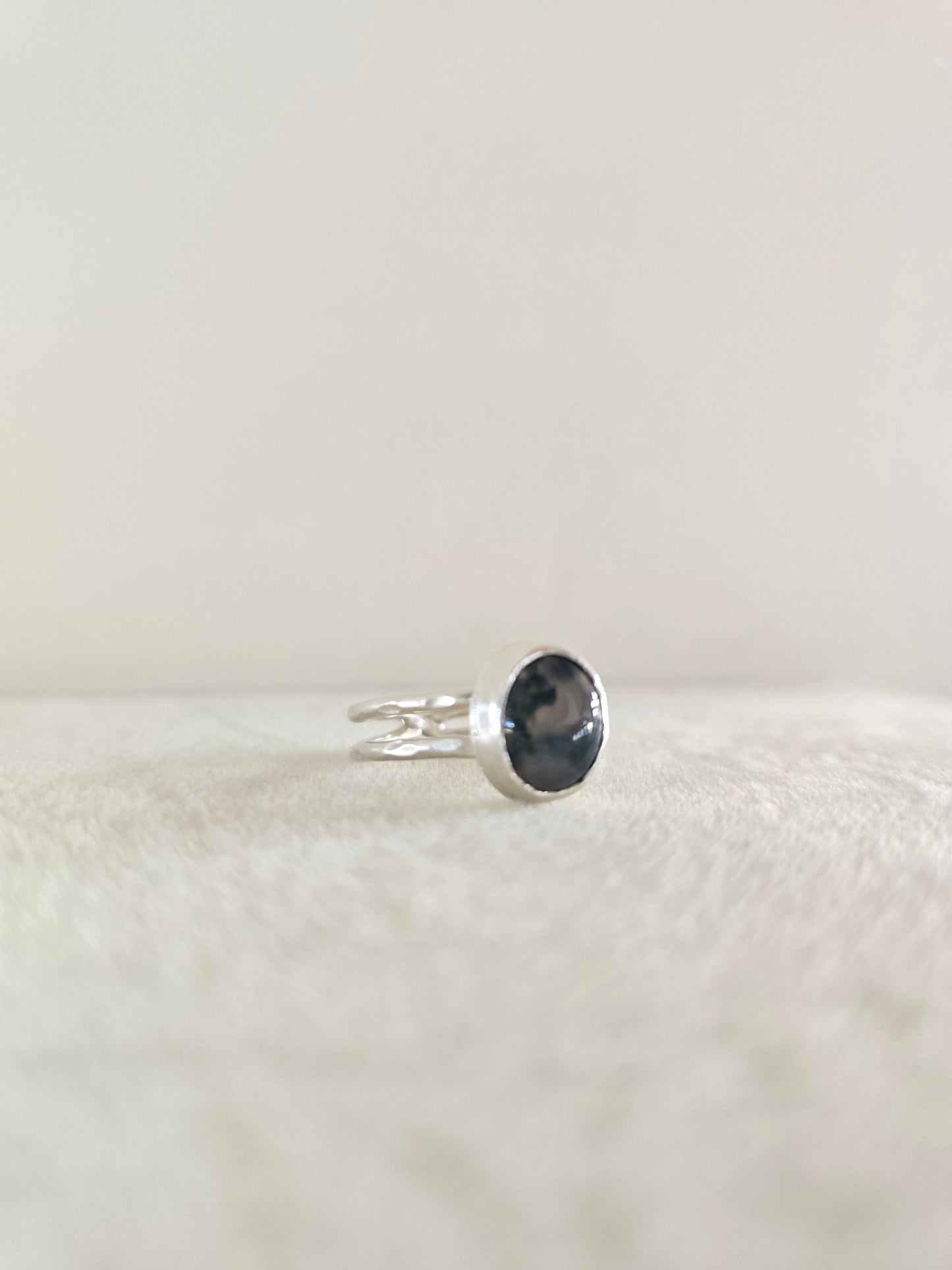 Moss Agate Racerback Ring