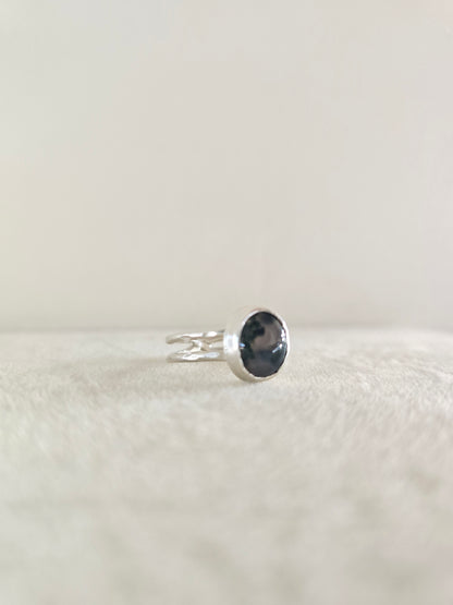 Moss Agate Racerback Ring