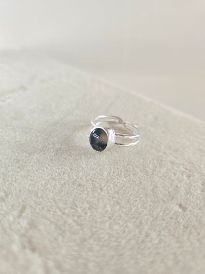Moss Agate Racerback Ring