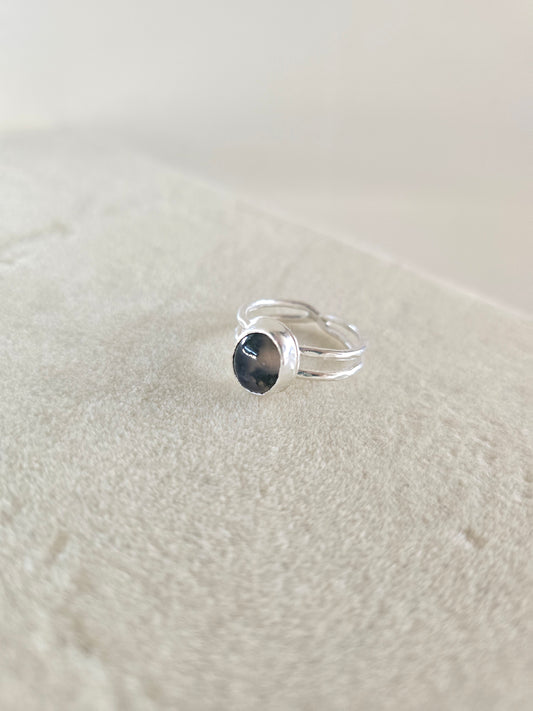 Moss Agate Racerback Ring