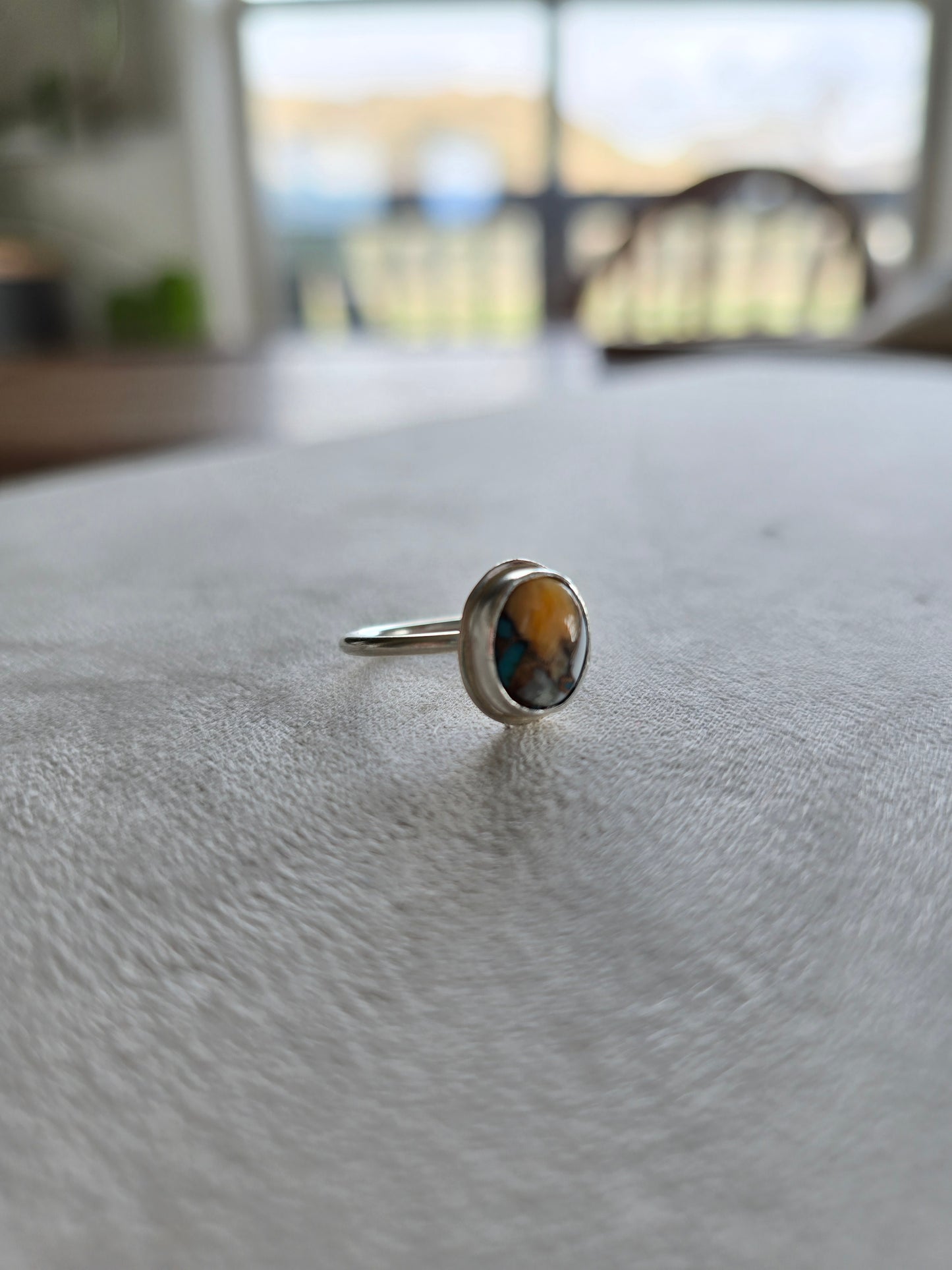 Oyster Copper Turquoise Sterling Silver Ring