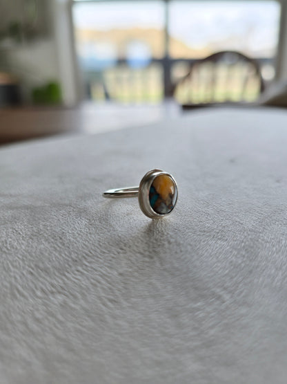 Oyster Copper Turquoise Sterling Silver Ring