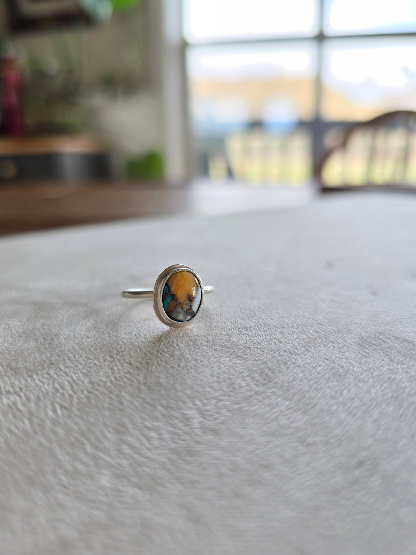 Oyster Copper Turquoise Sterling Silver Ring