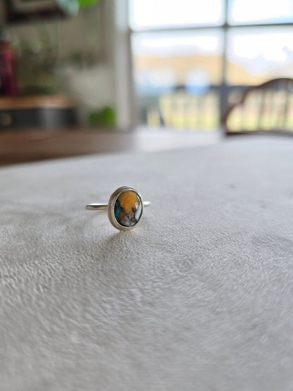 Oyster Copper Turquoise Sterling Silver Ring