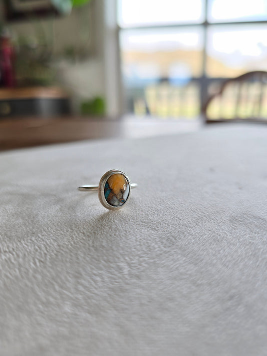 Oyster Copper Turquoise Sterling Silver Ring