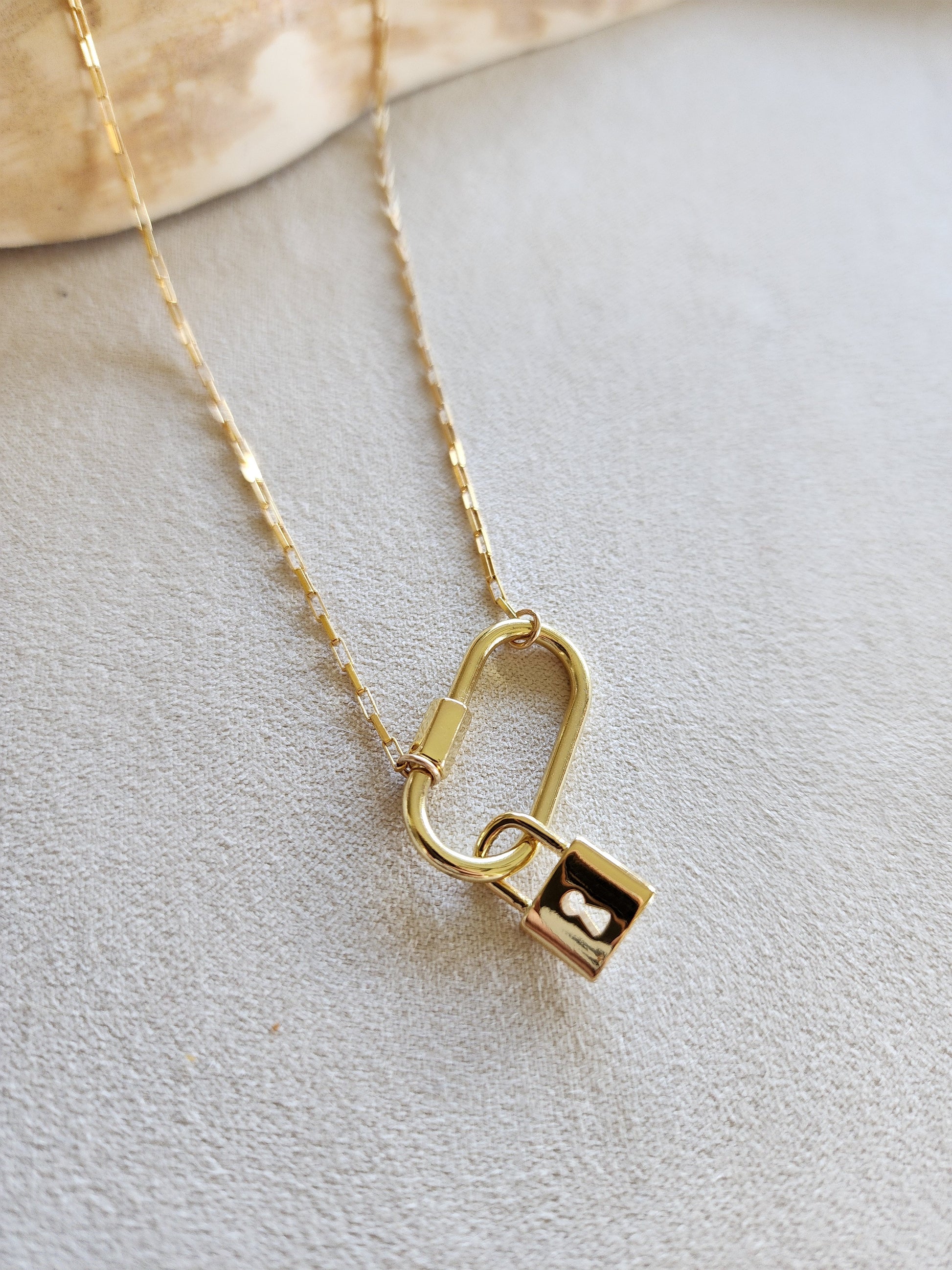 14K Gold Filled Lock Necklace 18 Inches