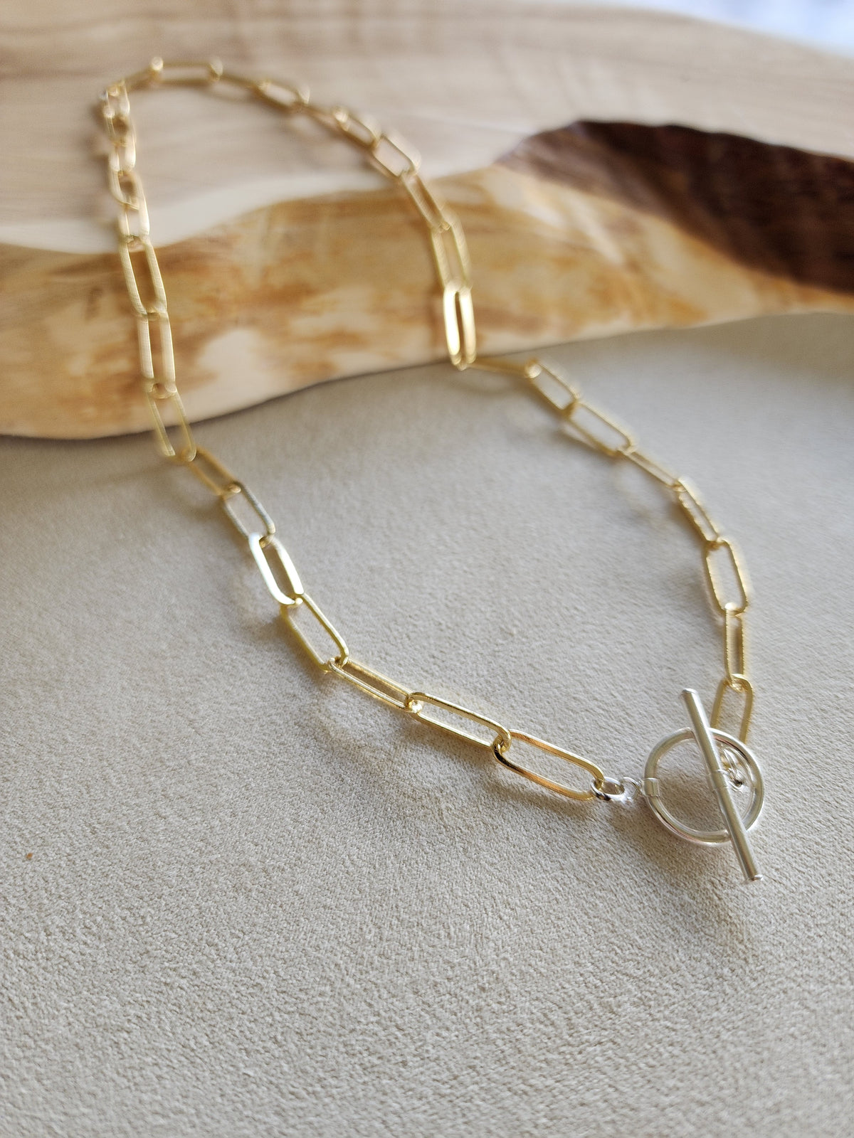 Chunky Paperclip Toggle Necklace – Honey and Gold Jewelry