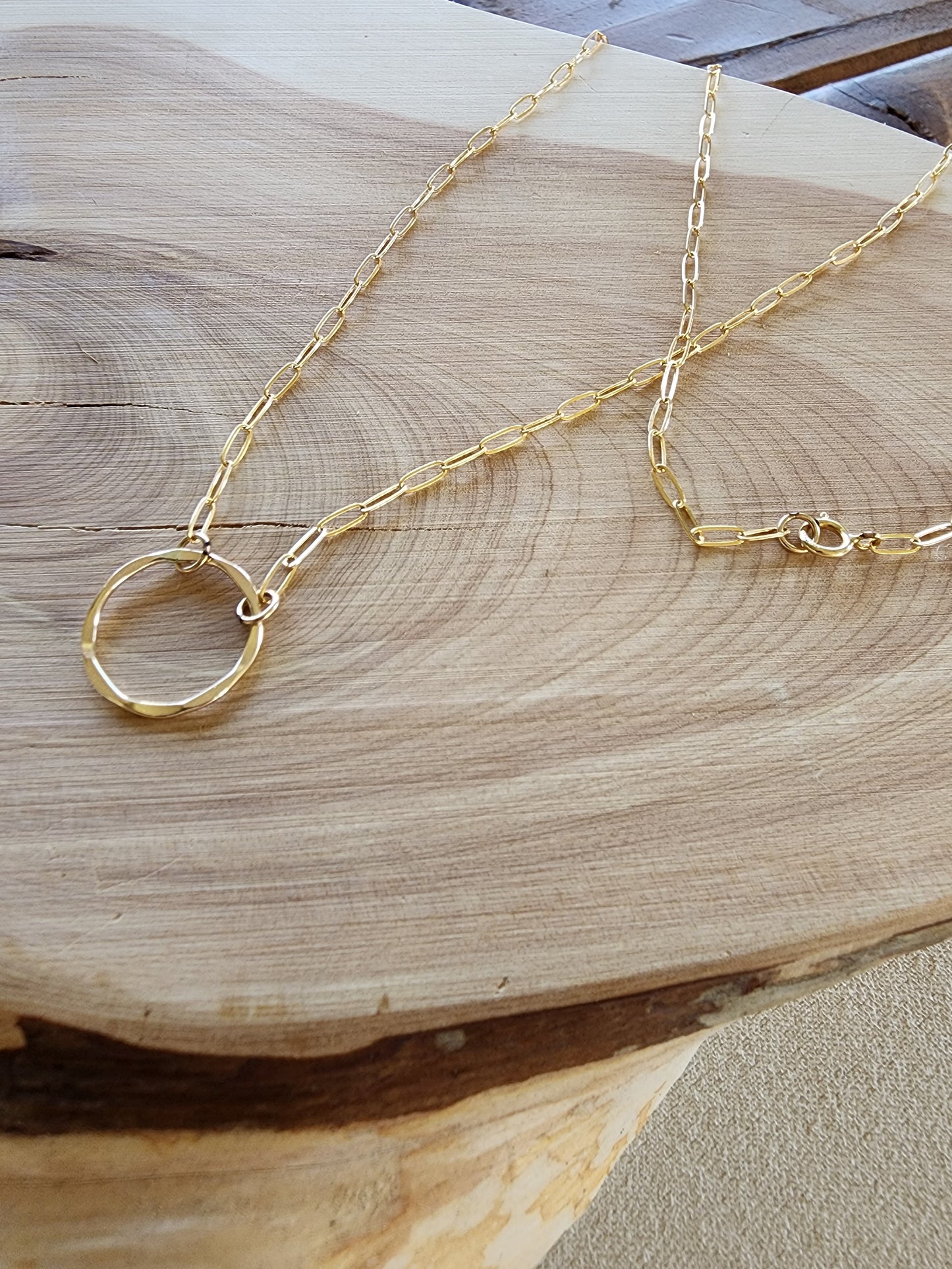 Classic Hammered Hoop Paperclip Necklace