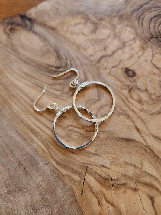 Hand-Forged Hammered Silver Hoop Earrings