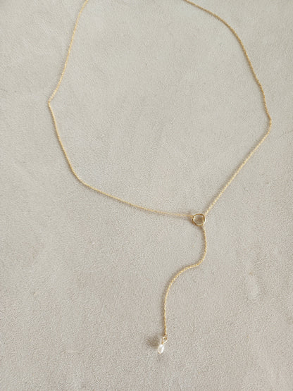 Mini Pearl Lariat Necklace