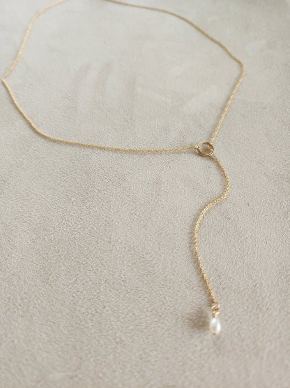 Mini Pearl Lariat Necklace