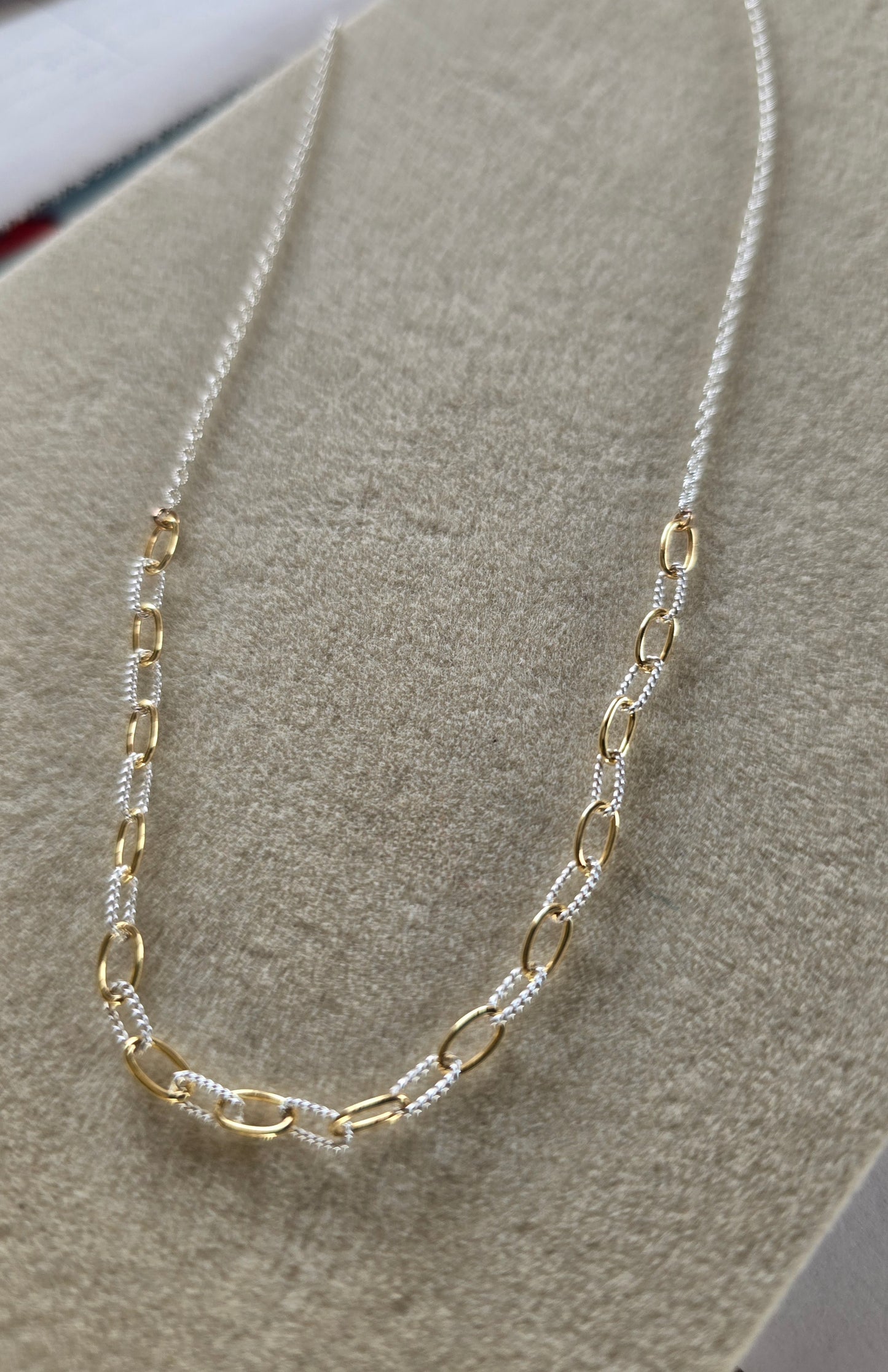 Mixed Metal Textured Paperclip Necklace