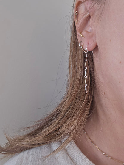 Mixed metal bar drop earrings