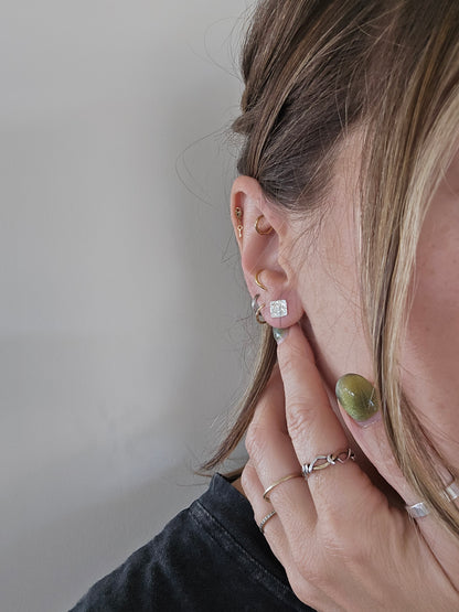 Mini Hammered Square Studs