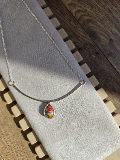 Copper Turquoise Arc Necklace