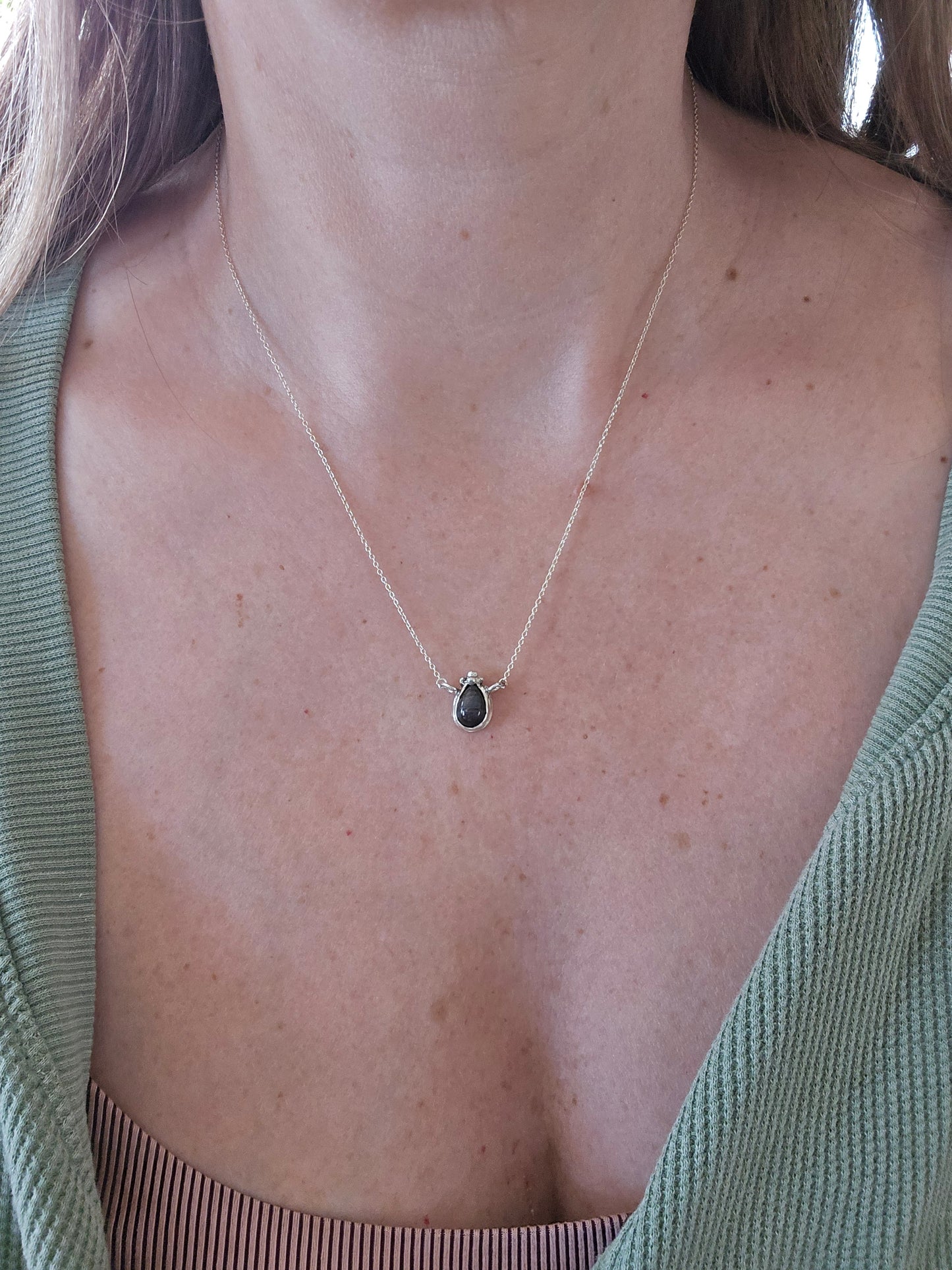 Labradorite Victorian Teardrop Necklace