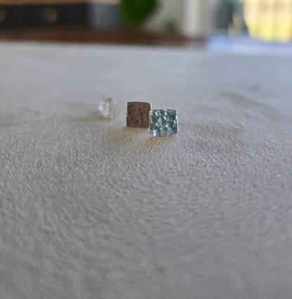 Mini Hammered Square Studs