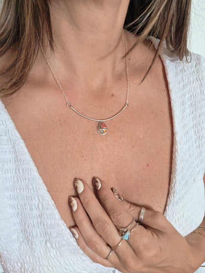 Copper Turquoise Arc Necklace