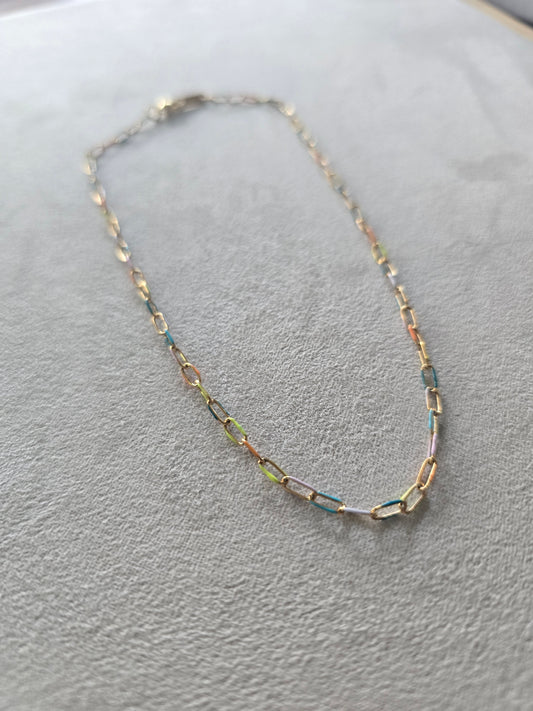 Rainbow Paperclip Necklace