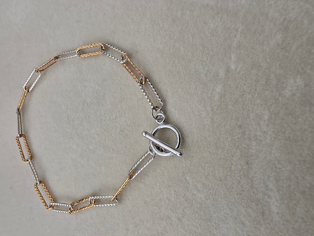 Textured Toggle Mixed metal Bracelet